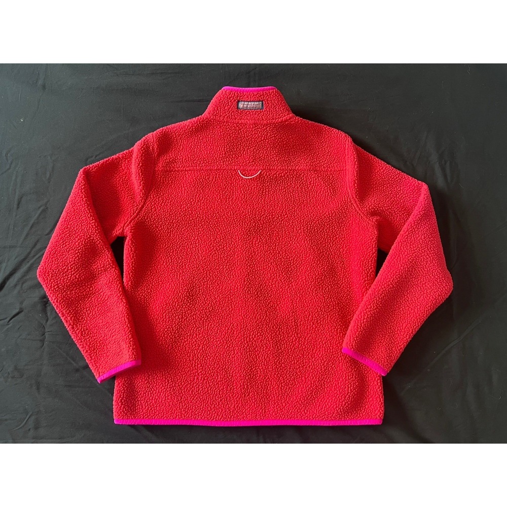 Vineyard Vines Women Red And Pink Pullover 1/4 Zip Sherpa Sweater Size Small - Picture 2 of 10